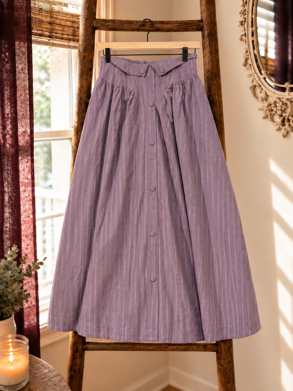 Romantic Lavender Long Midi Skirt Whimsy Goth Steampunk